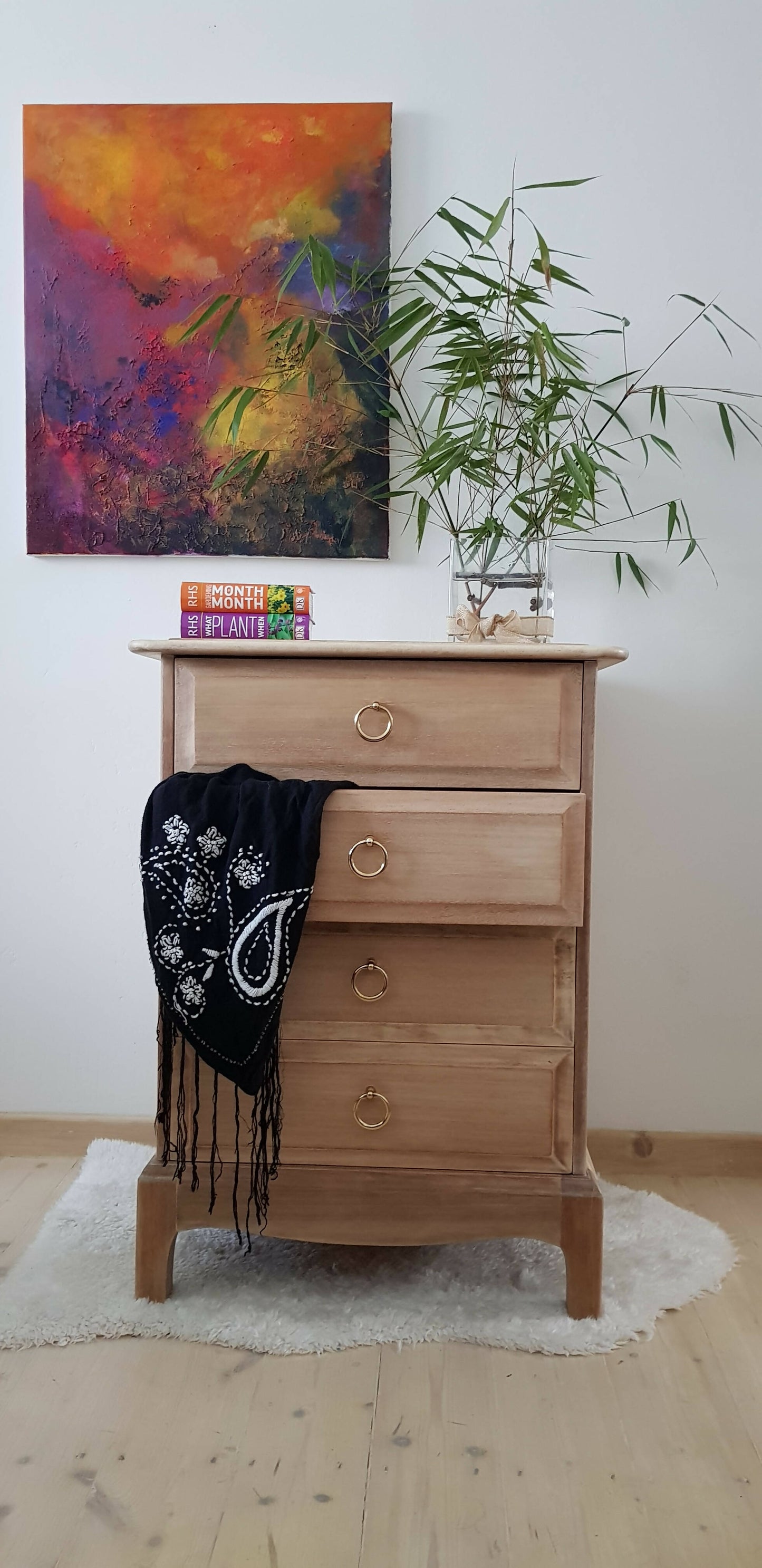 Stag Minstrel rustic, weathered style bedside table, Stag drawers natural colour