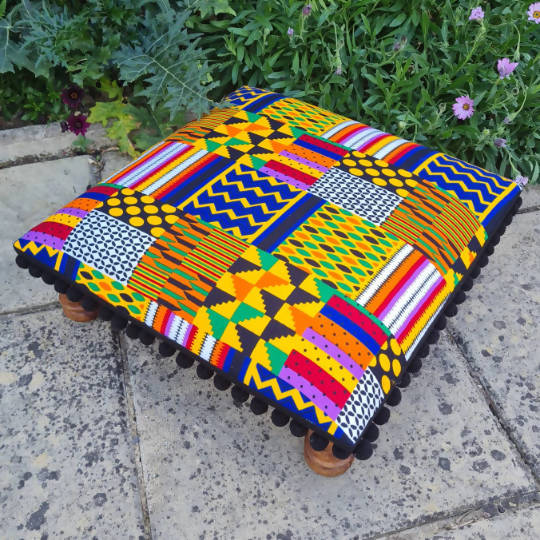 Kente Inspired Vintage Footstool