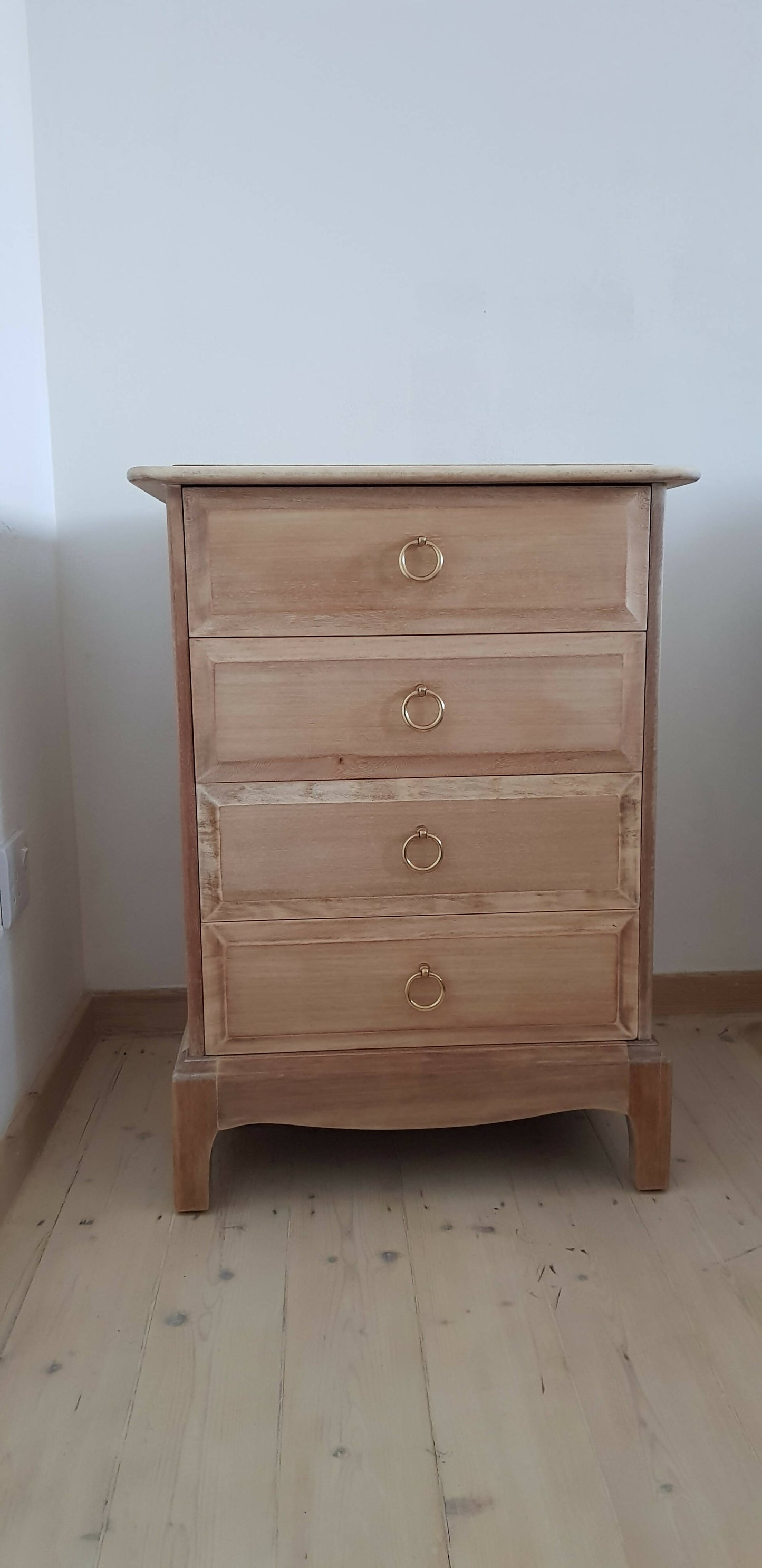 Stag Minstrel rustic, weathered style bedside table, Stag drawers natural colour