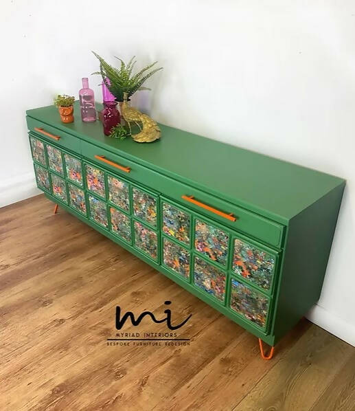Made To Order - Maximalist Mcintosh Sideboard, drinks cabinet, mid century, retro, Green, TV media unit, console cocktail