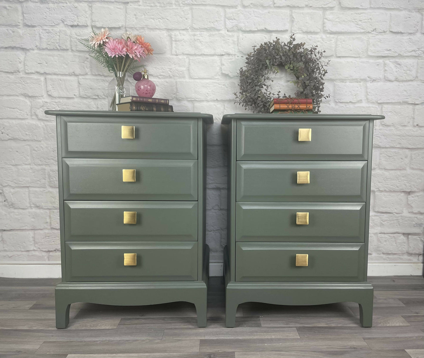 Stag Minstrel 4 Drawer Bedside Cabinets, Pair