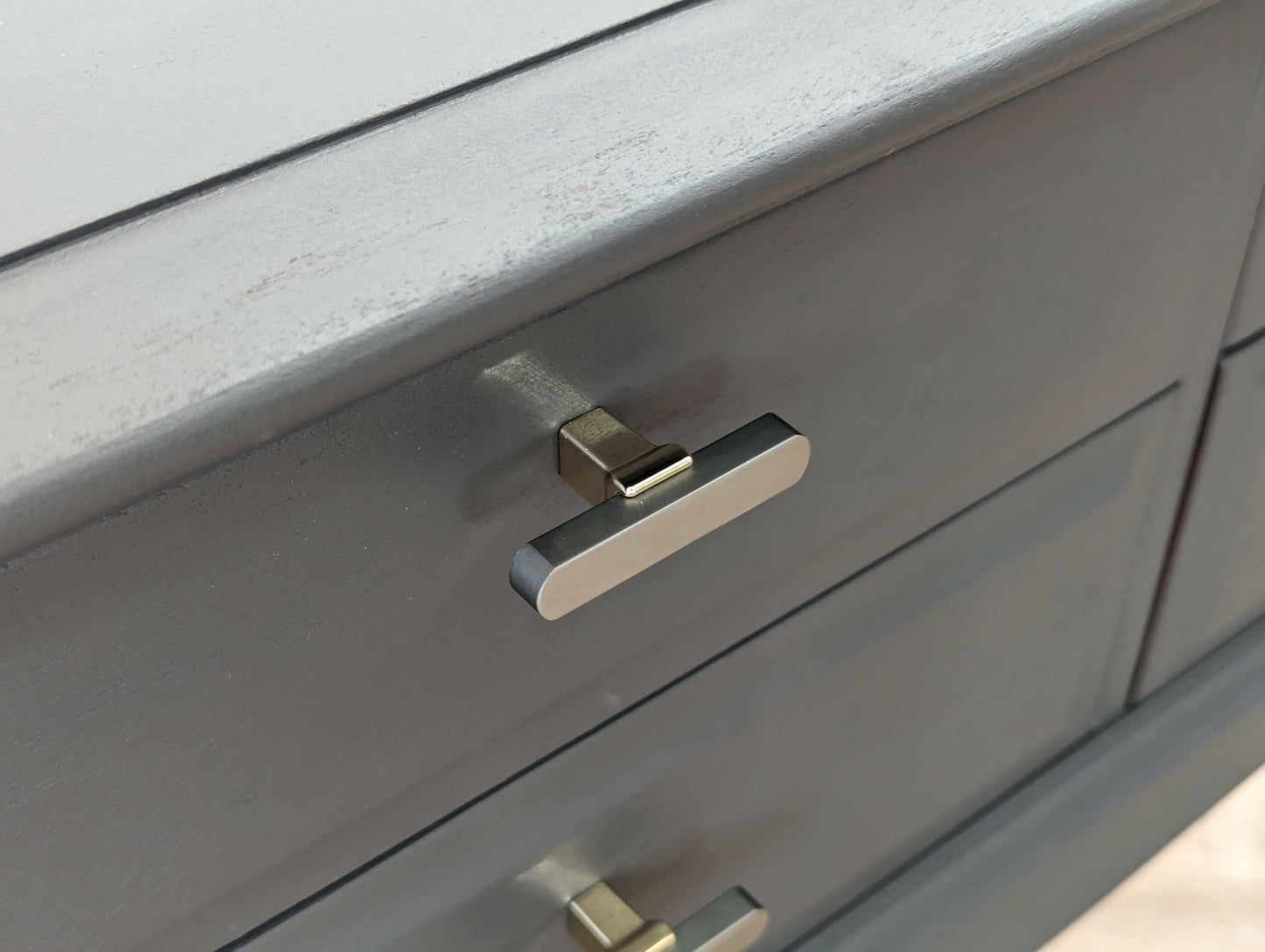 Stag minstrel black grey sideboard, spray painted retro console table, wood 6 drawers chest of drawers, dressing table