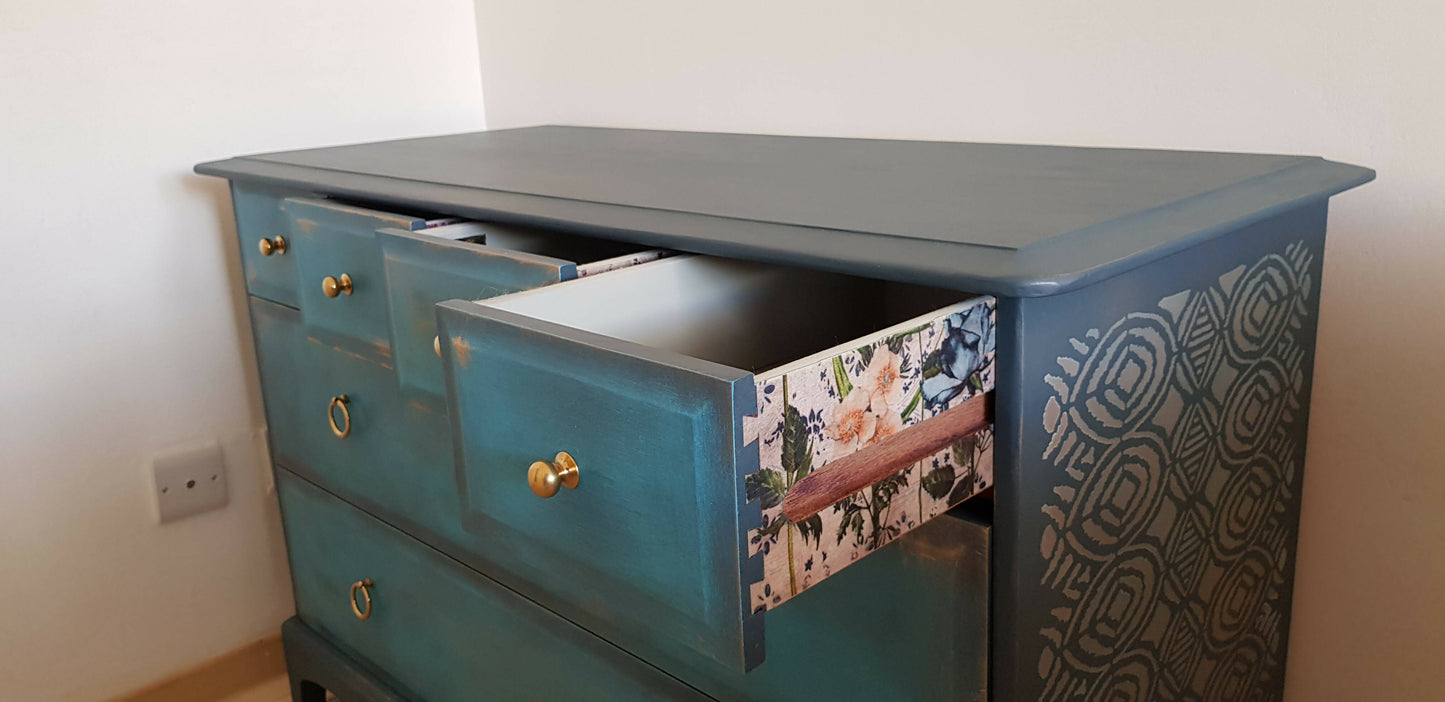 Large Vintage Stag Chest of Drawers