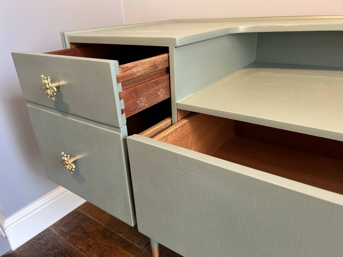 **NOW SOLD**Restyled Meredew furniture sideboard in Serenity green Satin
