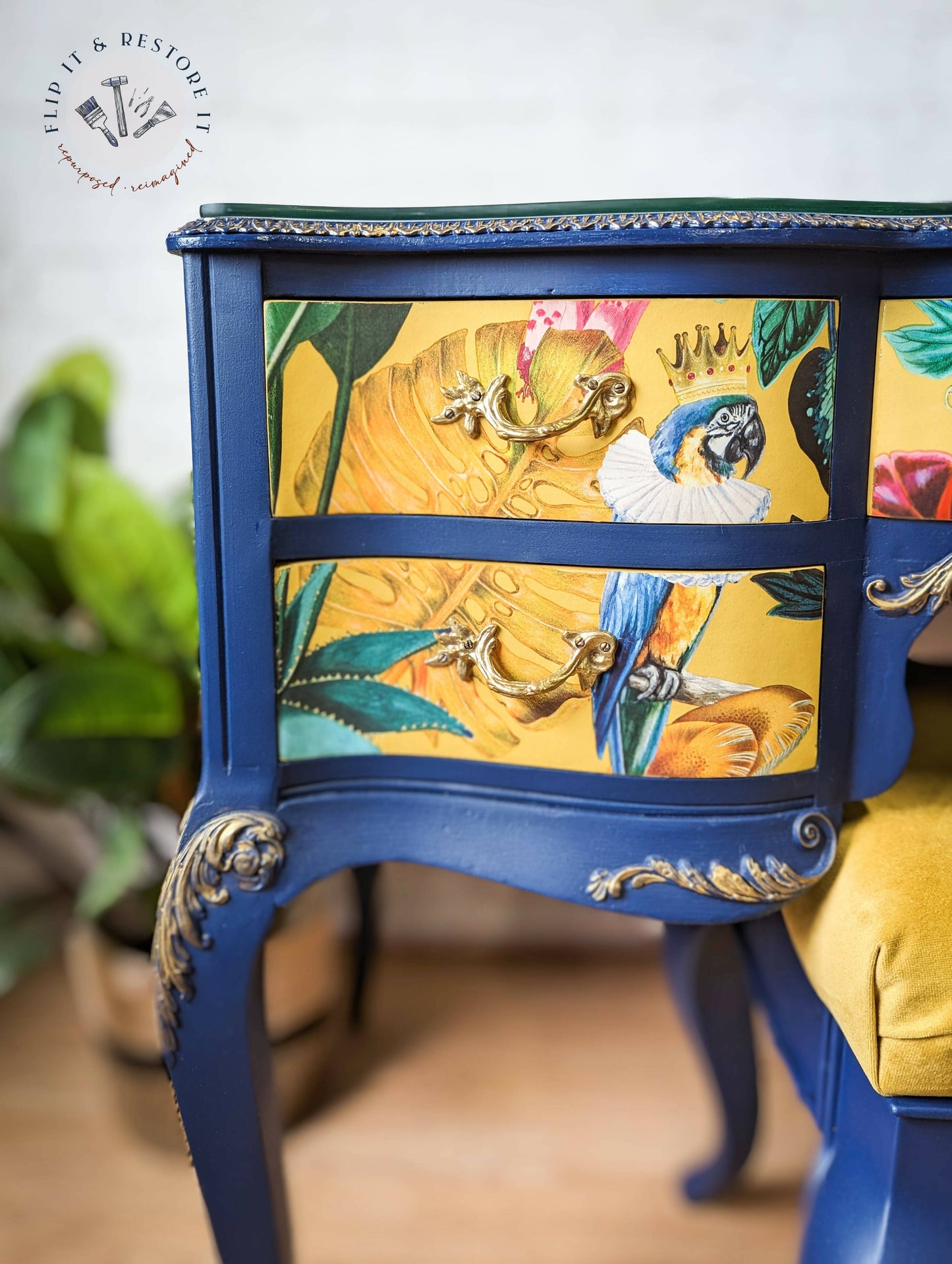 Vintage French Style Painted Bedroom Set - Dressing Table, Vanity, Desk, Sideboard and Stool, Statement, Maximalist MADE TO ORDER