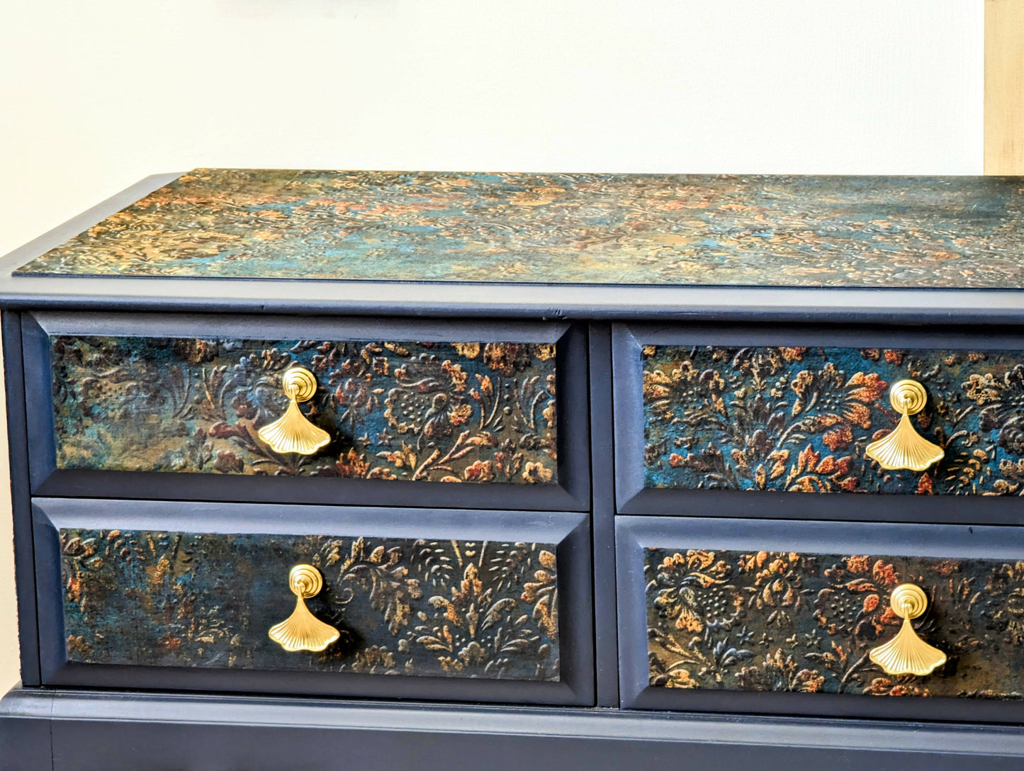 Vintage painted navy blue Stag minstrel dressing table/ sideboard/ console table