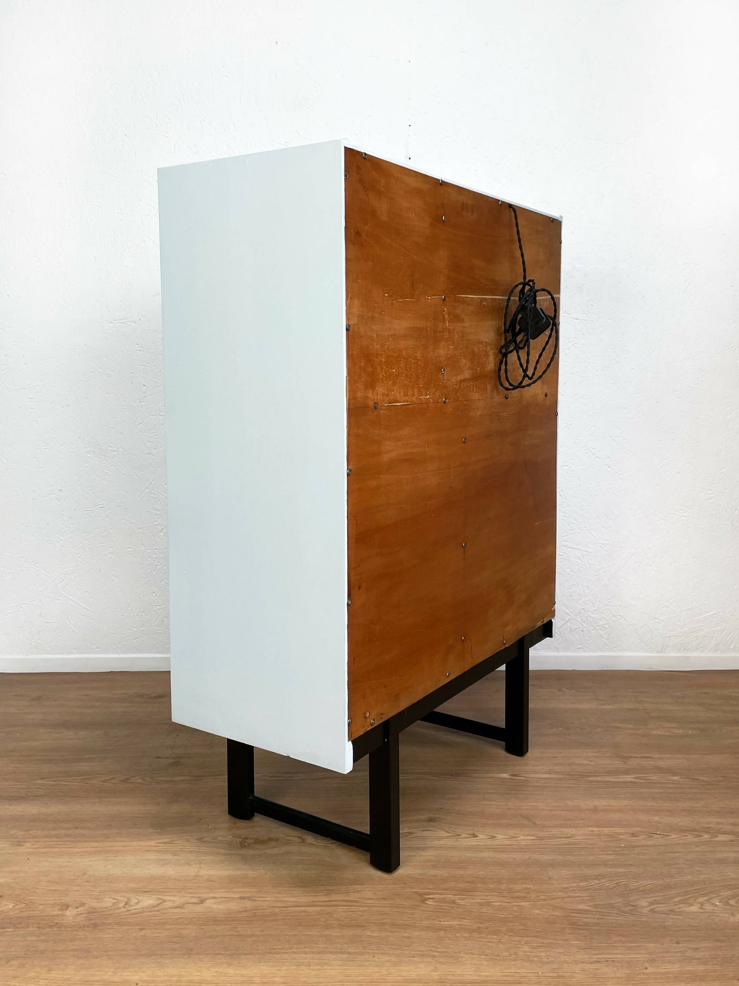 1960s MCM Teak Light Blue Turnidge Drinks/Cocktail Cabinet