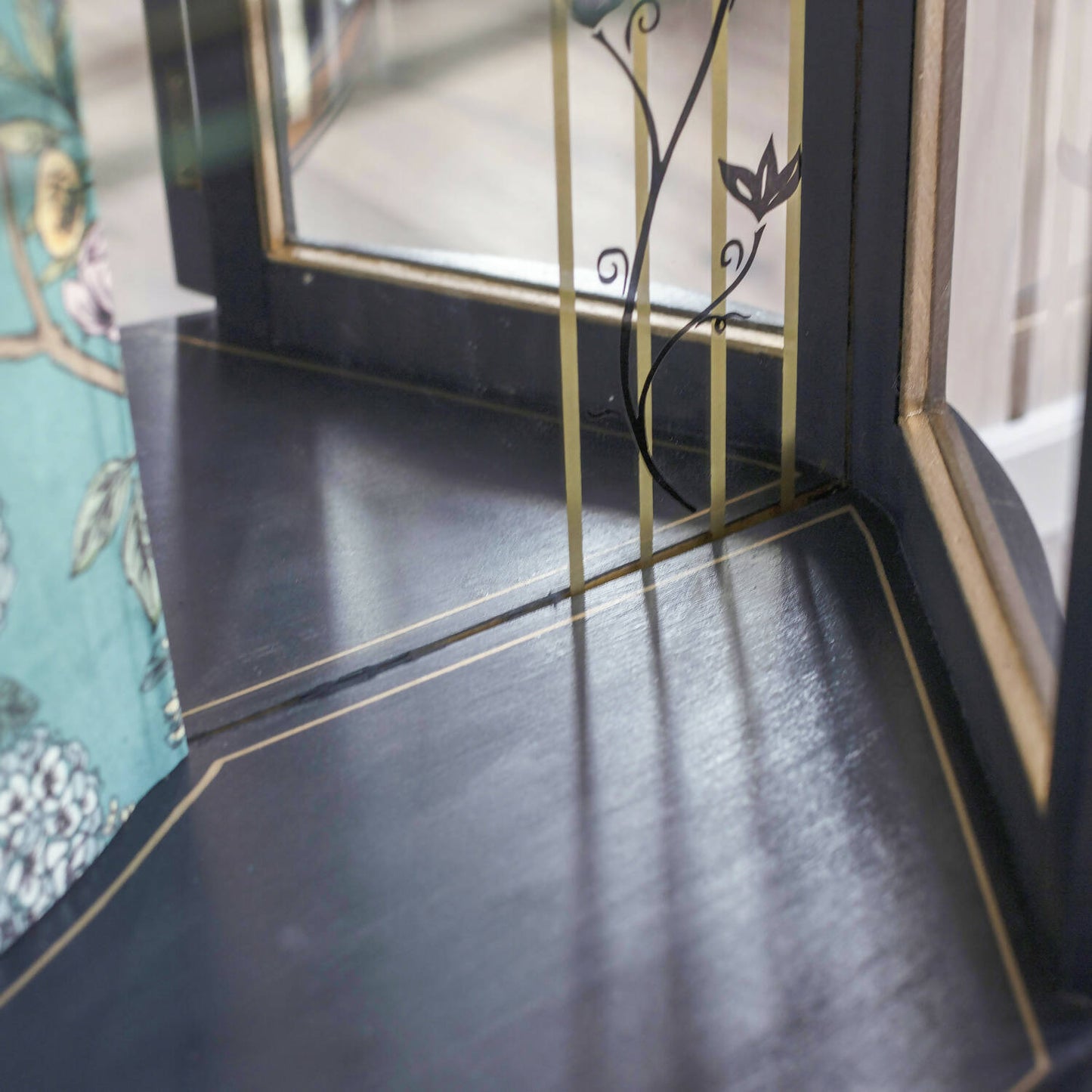 An exceptional vintage drinks cabinet, beautifully decoupaged with Birds of Paradise velvet in a striking combination of pink and teal. Sold, commission available.