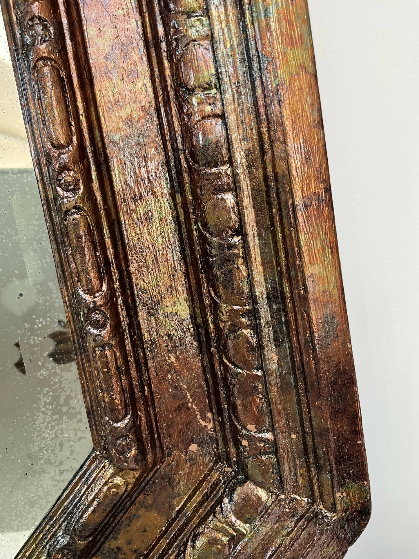 Large vintage wall mirror copper coloured