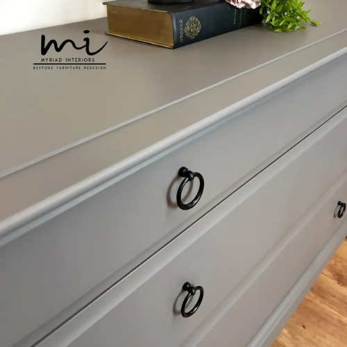 Refurbished Vintage Stag Minstrel Chest Of Drawers - Mid Grey - Matt Black