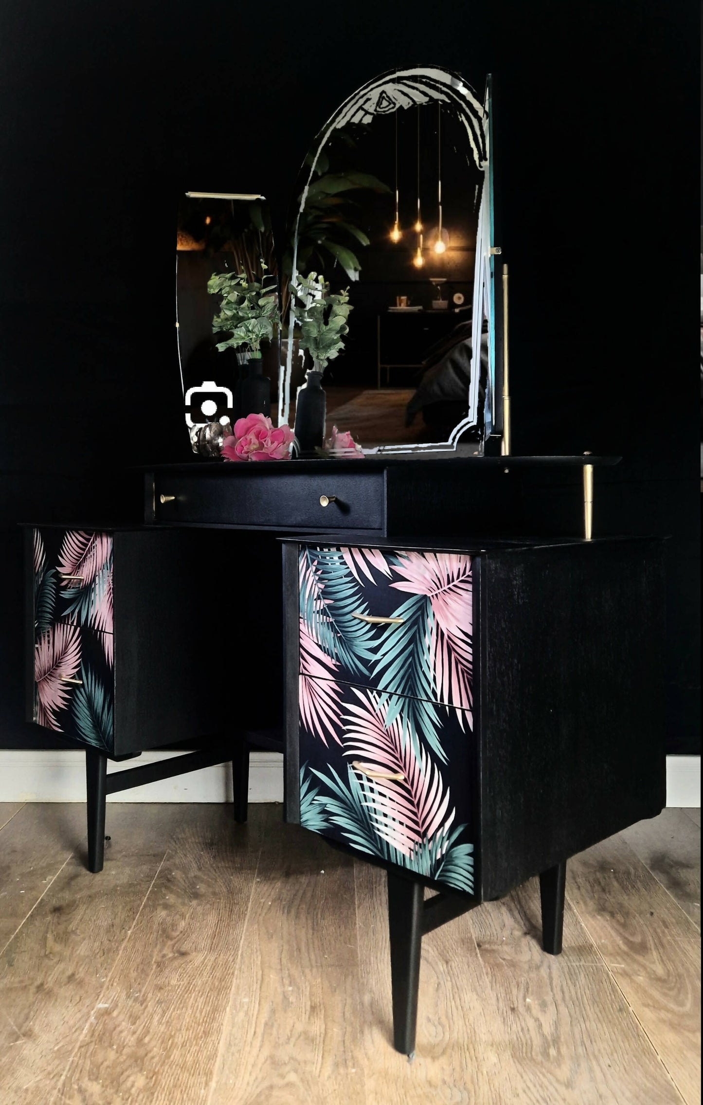 Black stylish art deco dressing table