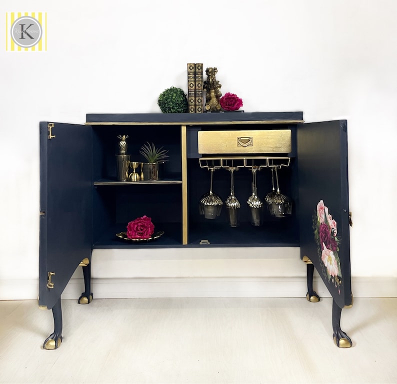 Blue Floral Sideboard