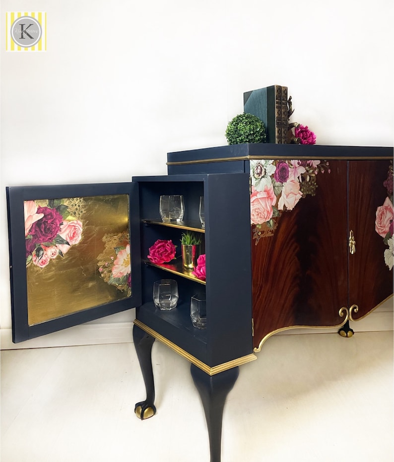 Blue Floral Sideboard