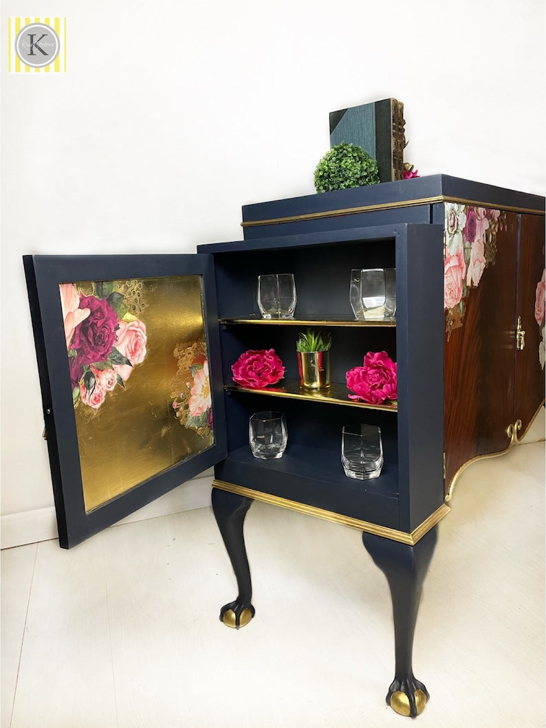 Blue Floral Sideboard