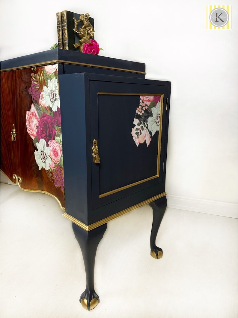Blue Floral Sideboard