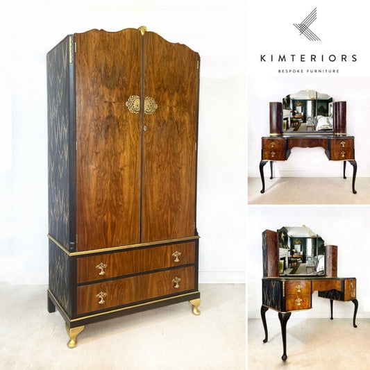 Art Deco Style Bedroom Set, Dressing Table and Wardrobe