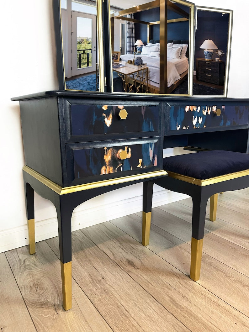 Stag Dressing Table in Navy Blue