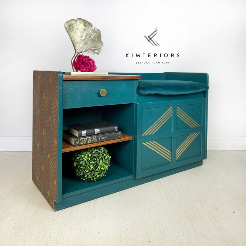Blue Teal and Peacock Nathan mid century Cocktail Cabinet and Drinks Cabinet