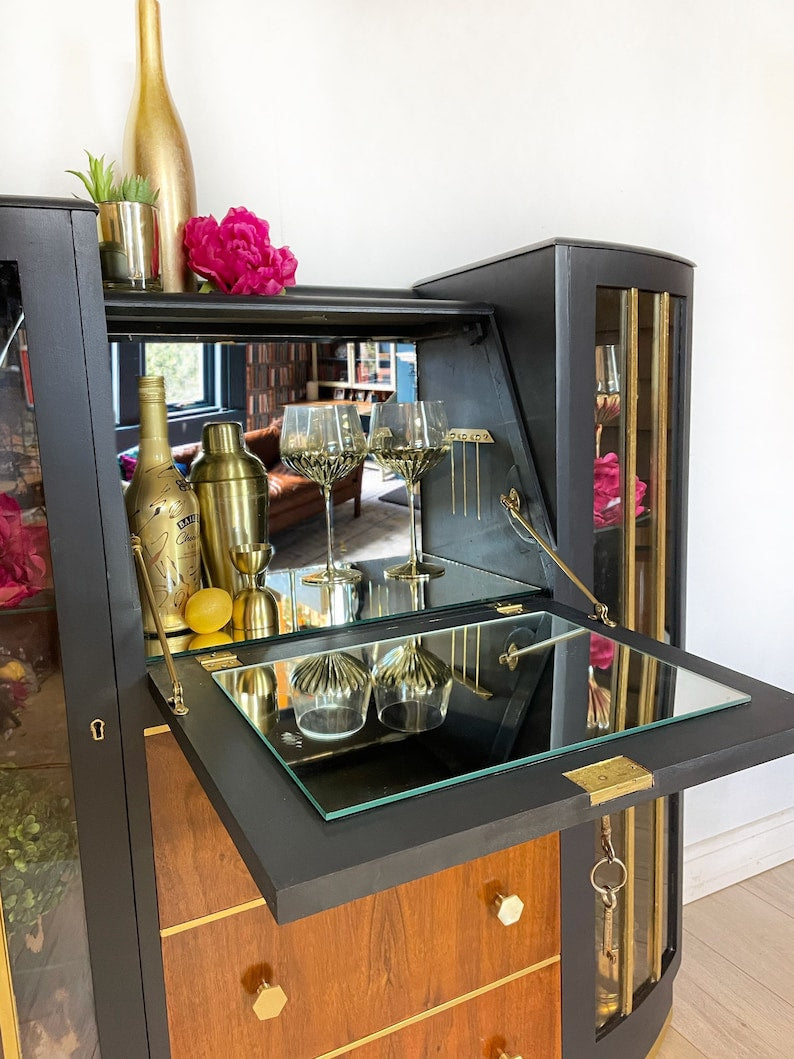 Cocktail Cabinet- Blue and Gold Available to order