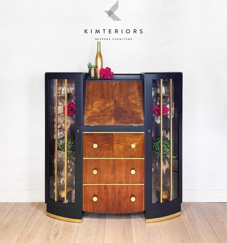 Cocktail Cabinet- Blue and Gold Available to order