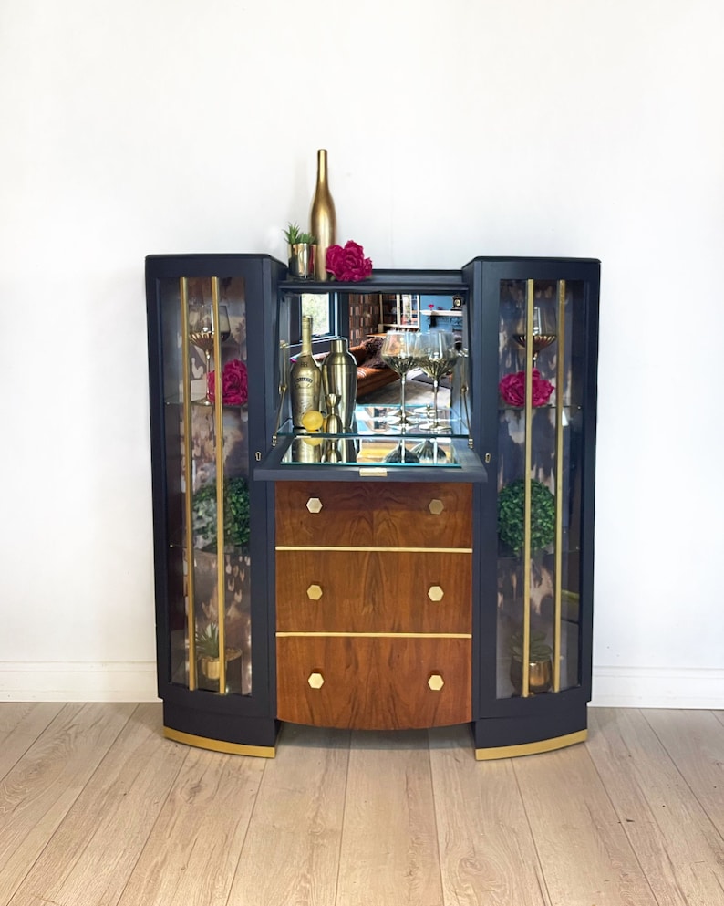 Cocktail Cabinet- Blue and Gold Available to order
