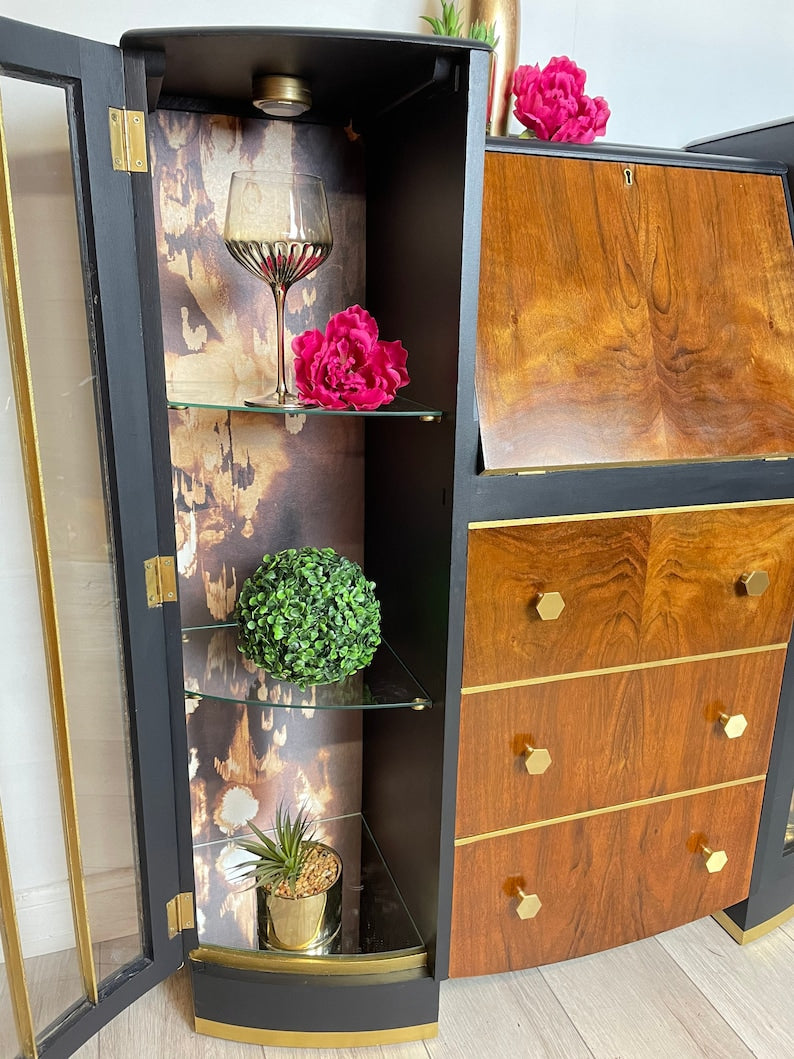 Cocktail Cabinet- Blue and Gold Available to order