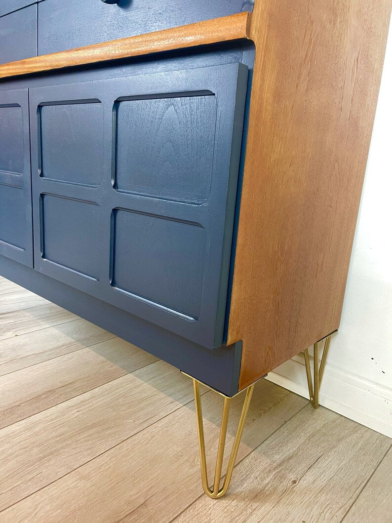 Retro Nathan Navy Blue Cabinet / Squares Sideboard