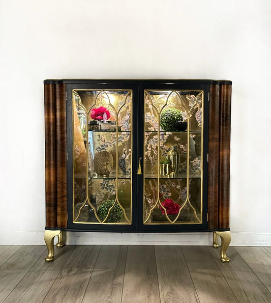 Peacock Gold and Blue Cabinet