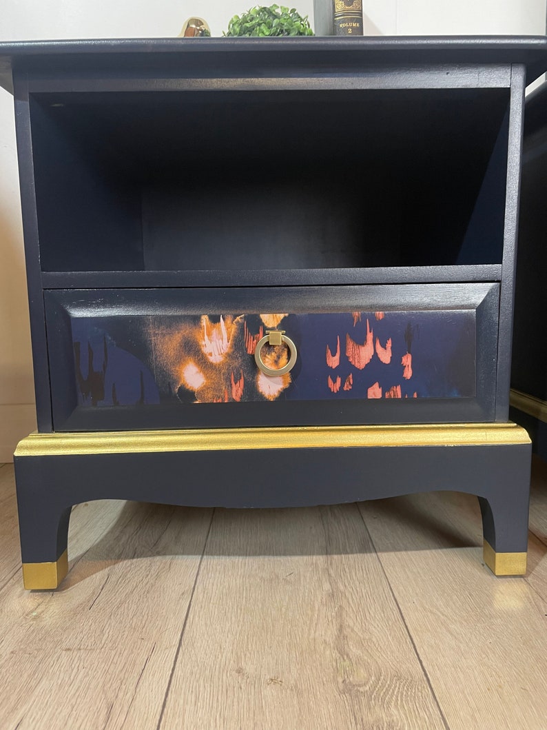 Blue and Gold Luxury Stag Bedside Cabinets