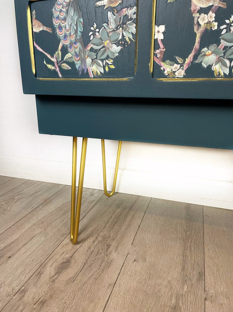 Blue Teal and Peacock Nathan mid century Cocktail Cabinet and Drinks Cabinet