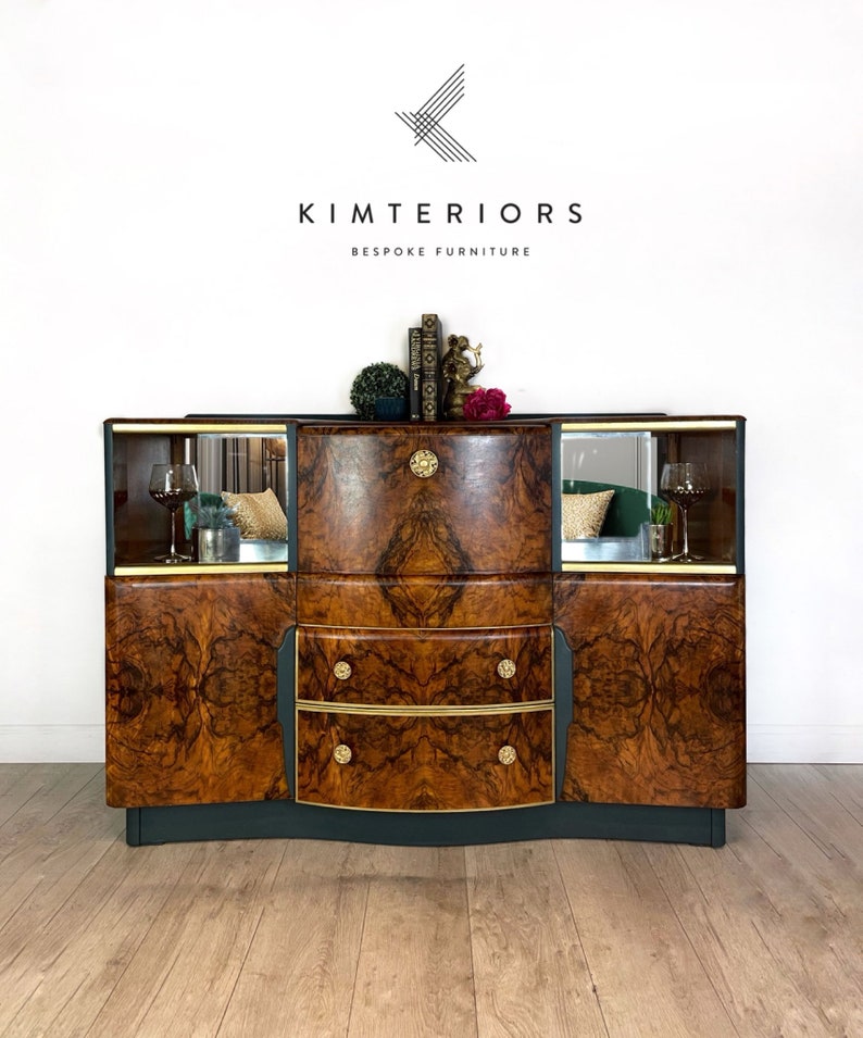 Available to commission Green and Gold Beautility Cocktail Cabinet