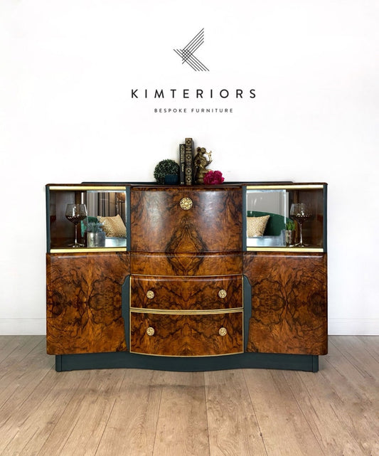 Available to commission Green and Gold Beautility Cocktail Cabinet