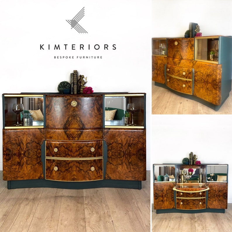 Available to commission Green and Gold Beautility Cocktail Cabinet