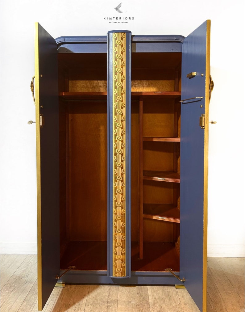 Art Deco Style Blue Wardrobe- sold- contact to commission something similar