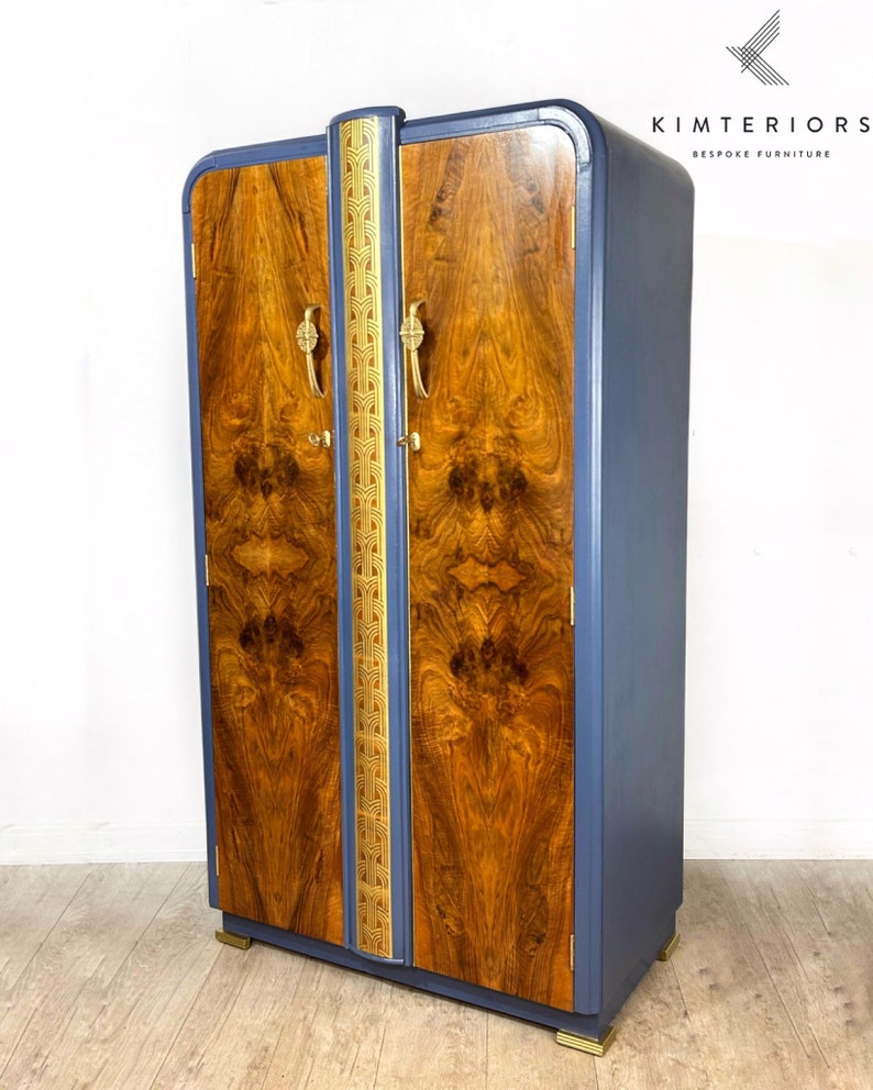Art Deco Style Blue Wardrobe- sold- contact to commission something similar