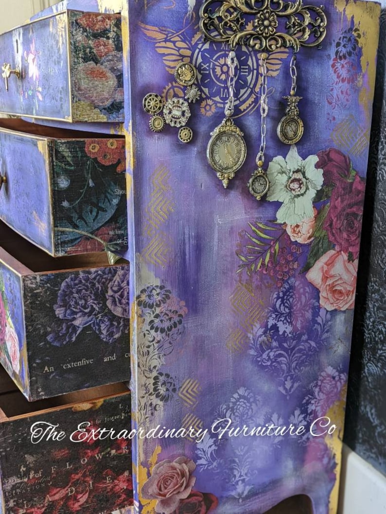 Large, bohemian style painted chests of drawers created to order from quality vintage furniture. Bespoke service. Pls message.