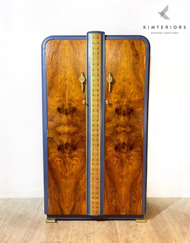 Art Deco Style Blue Wardrobe- sold- contact to commission something similar