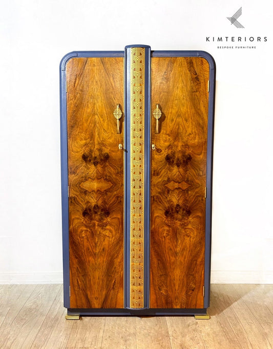 Art Deco Style Blue Wardrobe- sold- contact to commission something similar