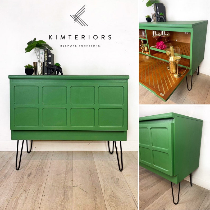 Blue Teal and Peacock Nathan mid century Cocktail Cabinet and Drinks Cabinet