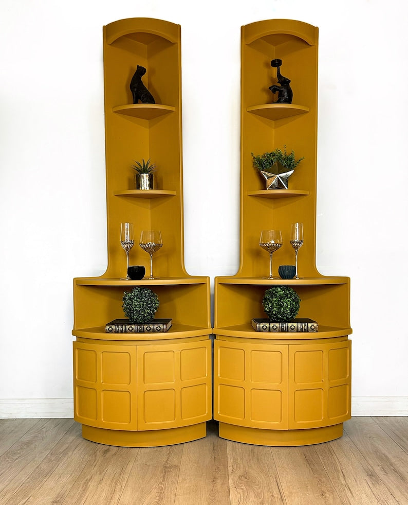 Mustard Yellow Nathan Teak Corner Unit / Drinks Cabinet