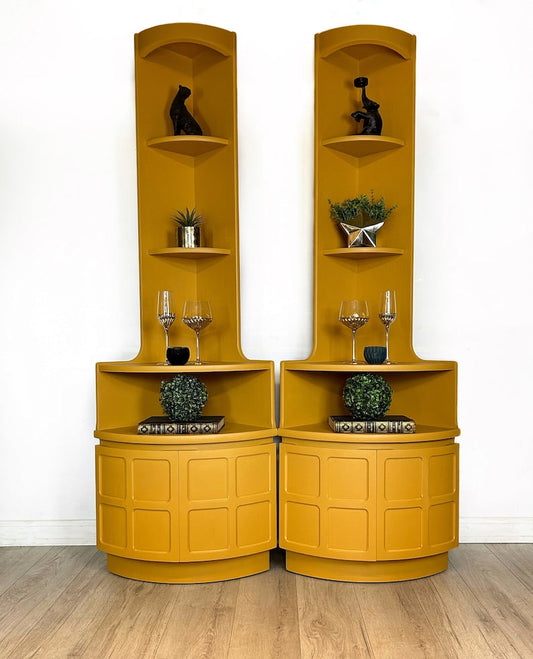Mustard Yellow Nathan Teak Corner Unit / Drinks Cabinet