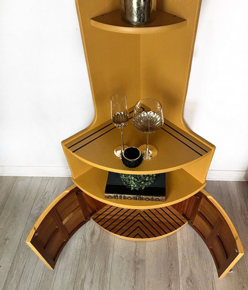 Mustard Yellow Nathan Teak Corner Unit / Drinks Cabinet