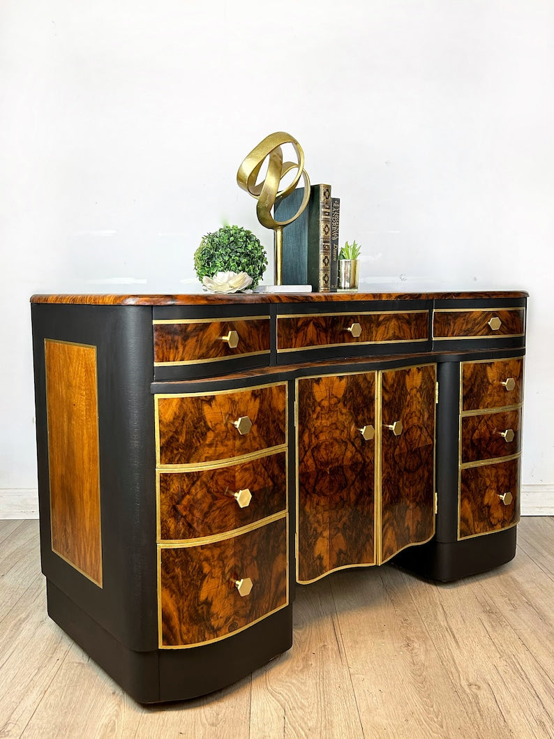 Art Deco Black and Gold Sideboard