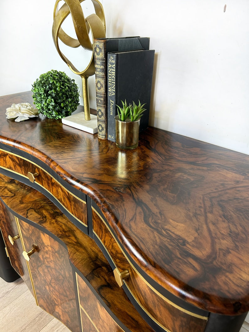 Art Deco Black and Gold Sideboard