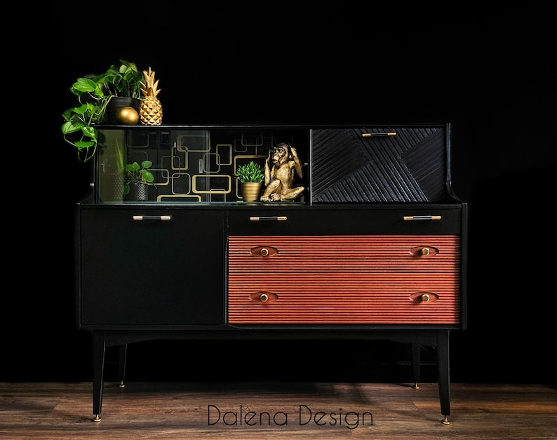 Nathan Ebony Credenza / Sideboard / Art Deco Drinks Cabinet