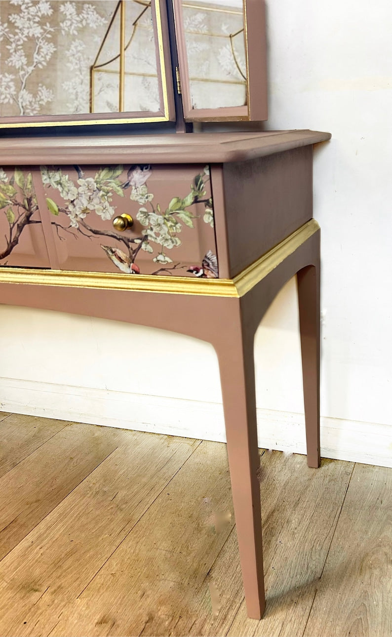 Pink and Gold Stag Dressing Table and stool