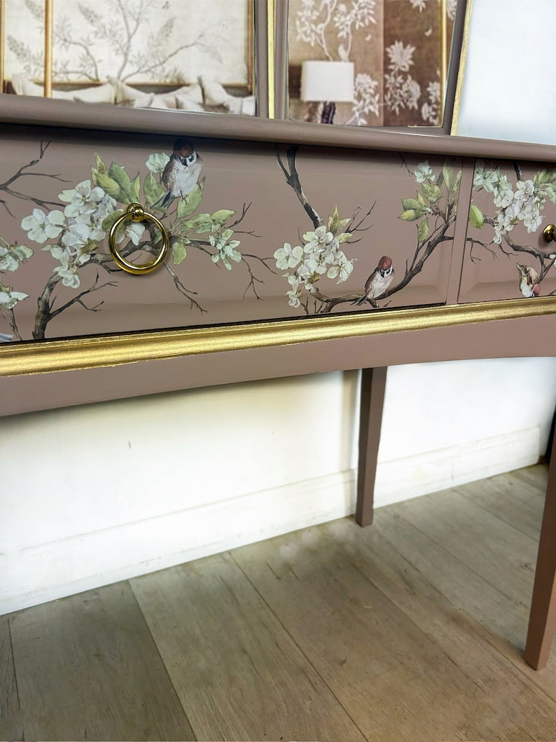 Pink and Gold Stag Dressing Table and stool