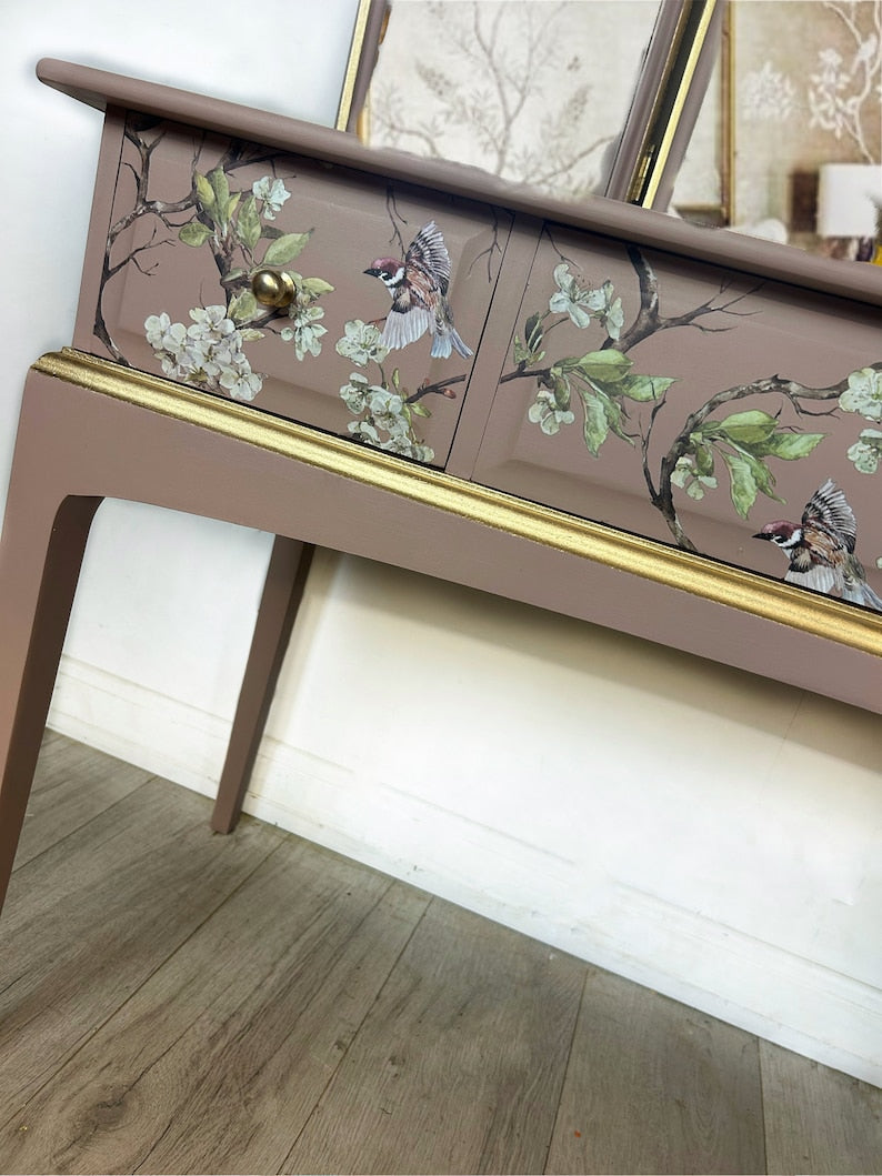 Pink and Gold Stag Dressing Table and stool