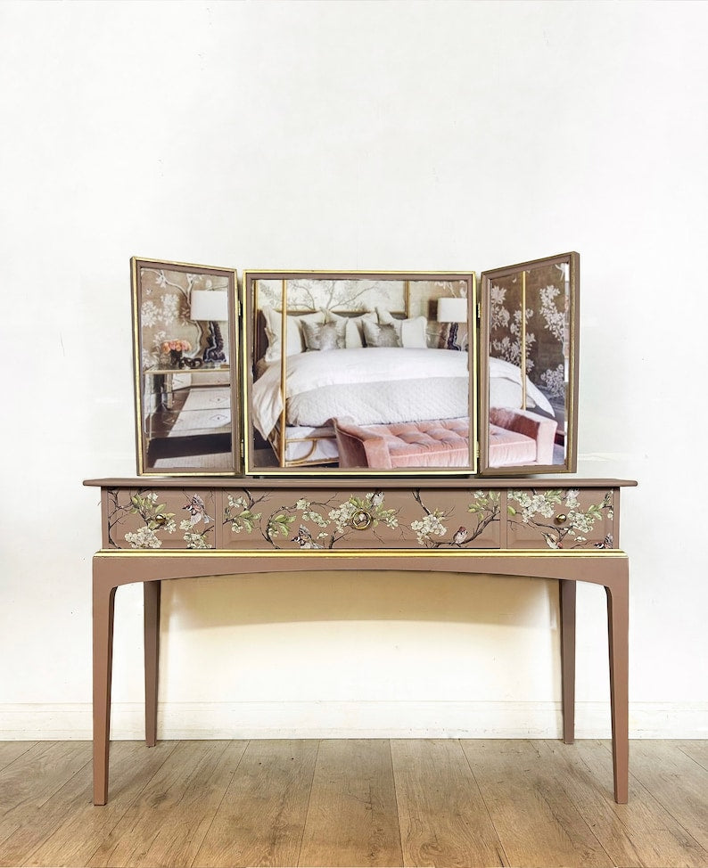 Pink and Gold Stag Dressing Table and stool