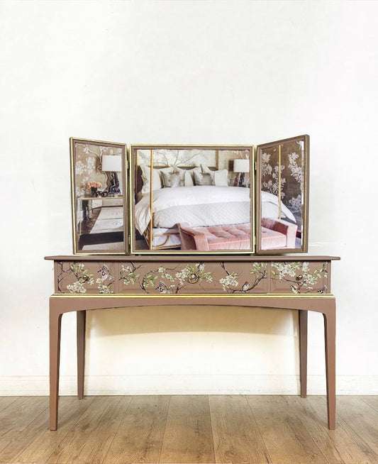 Pink and Gold Stag Dressing Table and stool